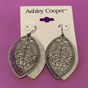 Silver-tone Leaf Filigree Ashley Cooper Earrings